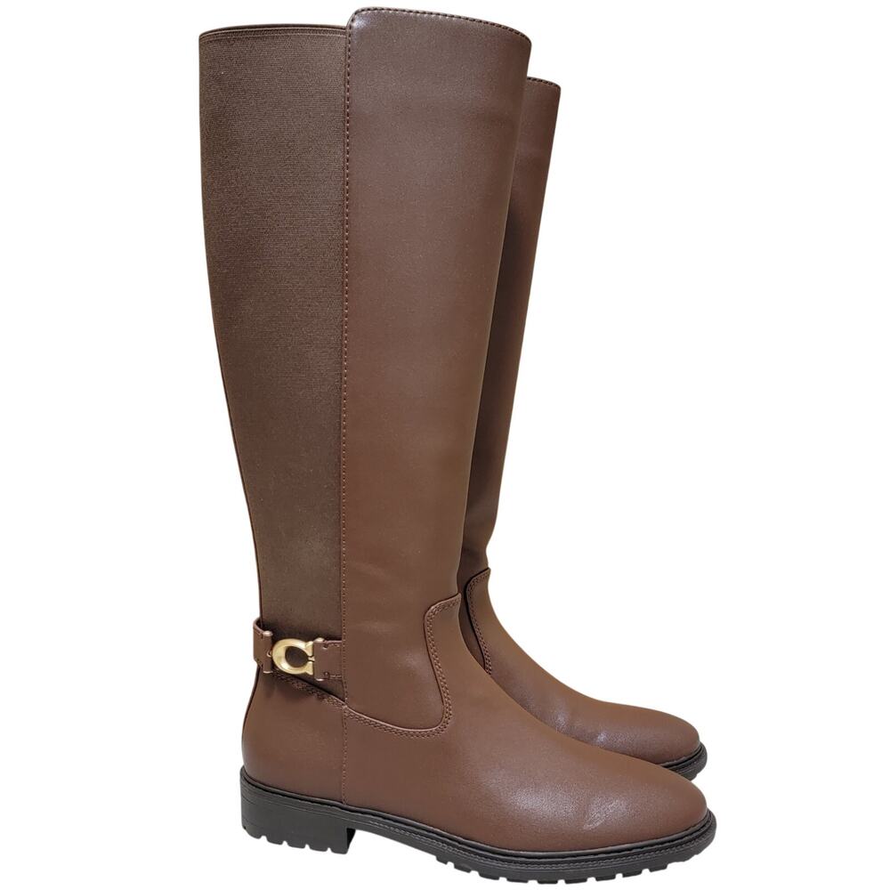 Coach Women Faith Knee High Classic Riding Boots Size US 7B Walnut Brown Leather